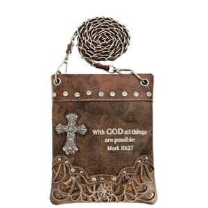 Western Crossbody Bag Brown Bible Verse Messenger Bag